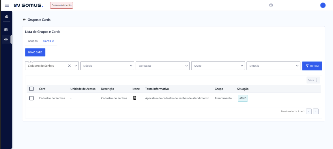Filtro Aplicado - Tela Lista de Cards