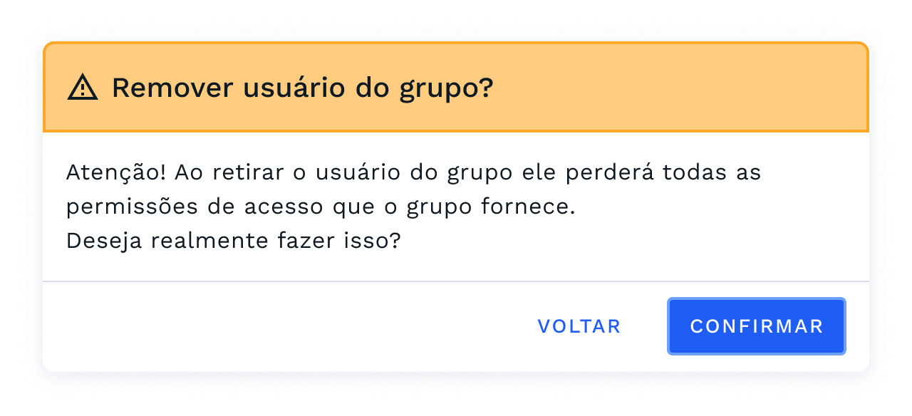 Caixa de diálogo: Remoção do grupo